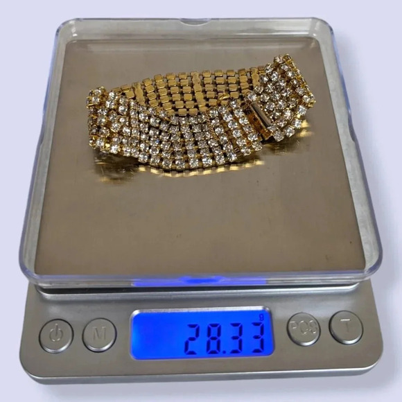 Vintage White Rhinestone Locking Bracelet - Picture 5 of 5